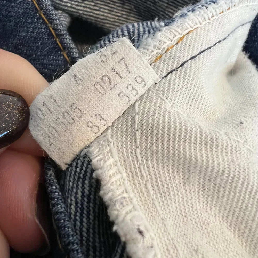 VTG Levis Jeans Mens 42x32 Dark Wash 20505 0217 USA Talon Zipper 80s‎ Orange Tab